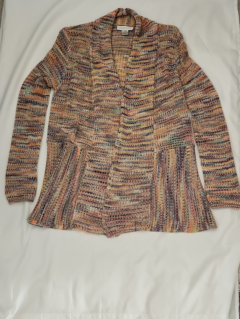 Christopher & Banks Multicolor Knit Cardigan in Peach, Blue, Cream & Green